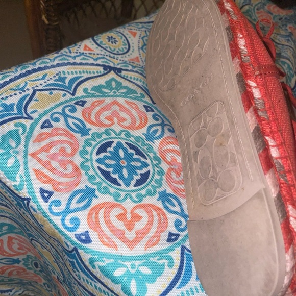 Coach Orange Canvas Espadrille Slippers Women's Size 7 - Picture 7 of 7